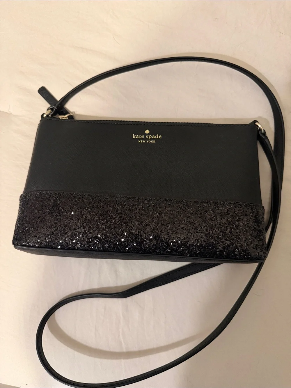 kate spade black glitter-accent crossbody bag